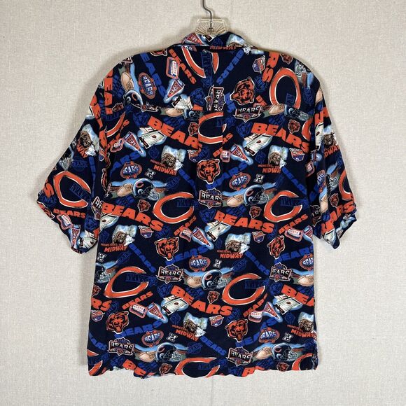 NFL Chicago Bears Mens Medium Shirt Button Front Short Sleeves All Over Print - Picture 8 of 8